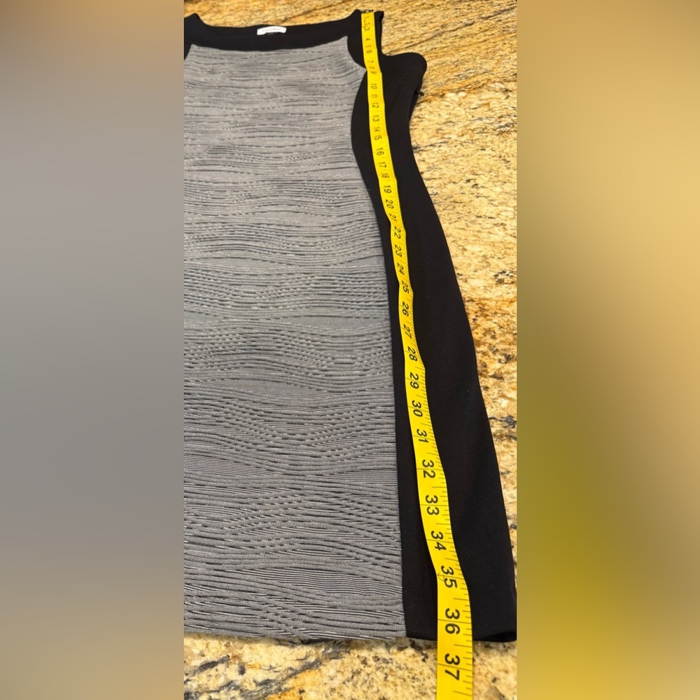 Calvin Klein Black and Gray Wave-Panel Sheath Dress - Picture 9 of 9